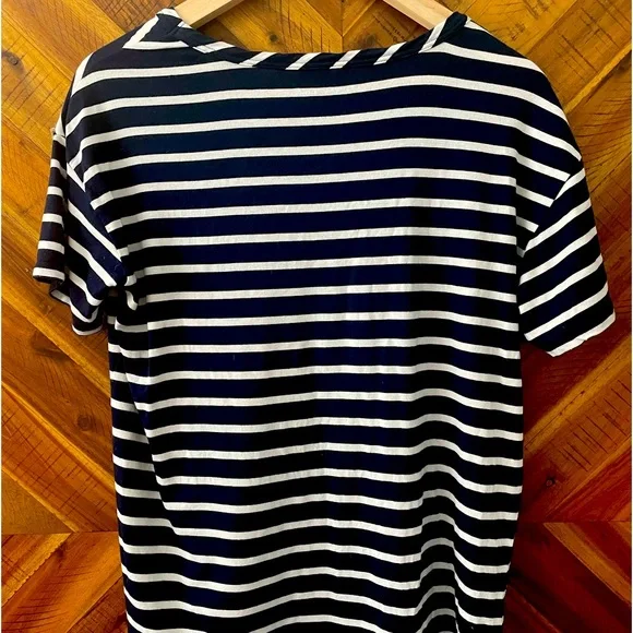 DRAPER JAMES Women's Supersoft Loose Fit Striped Tee Shirt Blue White Siz  Small - Picture 3 of 6